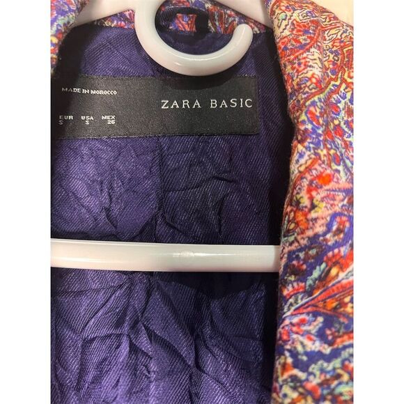 Zara Women's Paisley Print Blazer Size S Multicolor Mid-Length Jacket - Picture 4 of 9